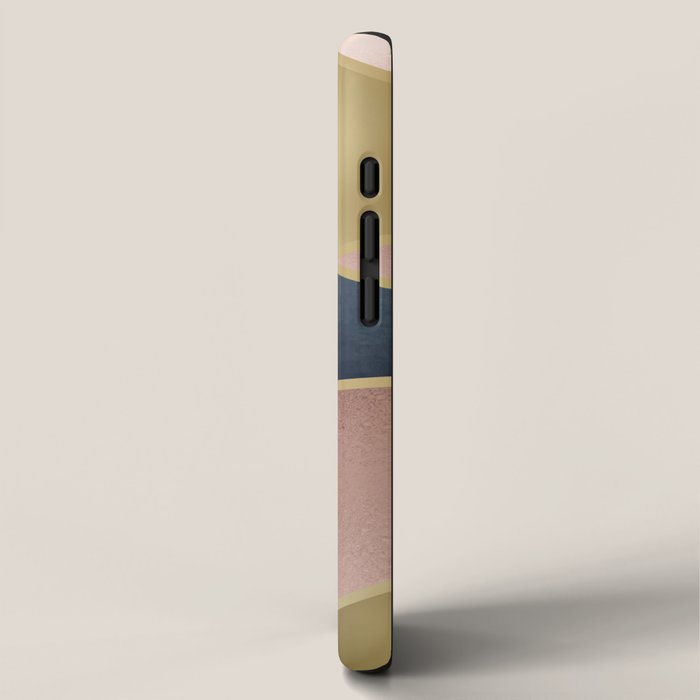 Geometric Art, Rose Gold, Pink and Navy Blue Modern  iPhone Case Gallery Image 2