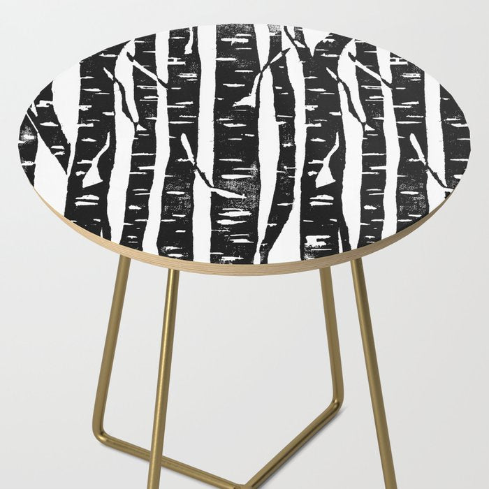 Woodcut Birches Black Side Table Gallery Image 2