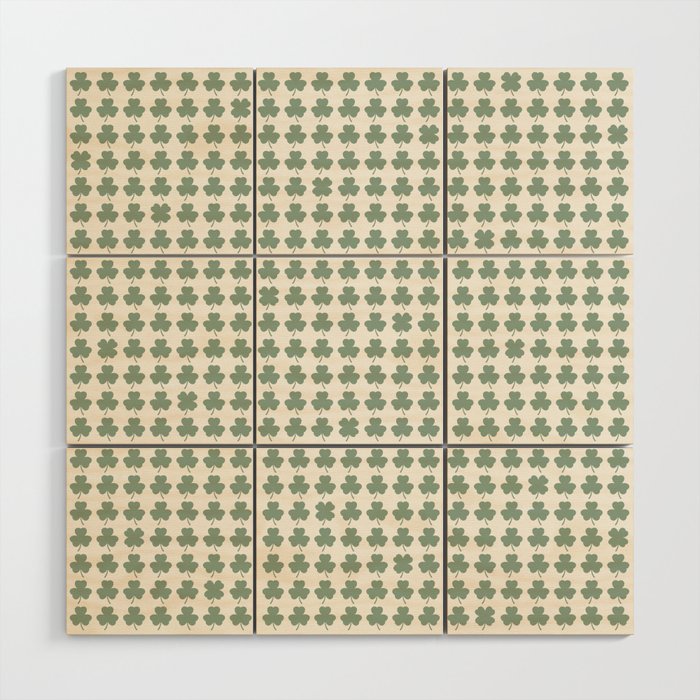 Clovers XXXVI Sage Green Botanical Pattern Wood Wall Art Gallery Image 1