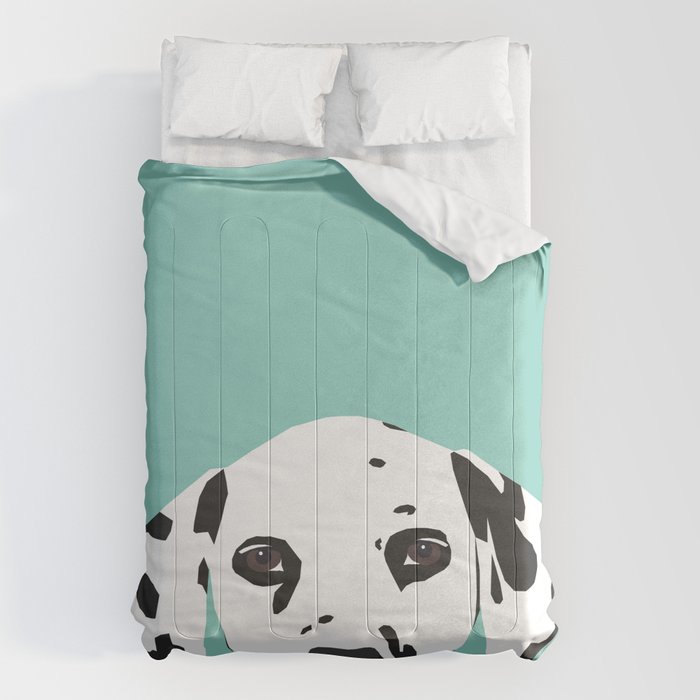 Dalmatian cute puppy dog black and white mint pastel gender neutral pet owner gifts love animals Comforter Gallery Image 6