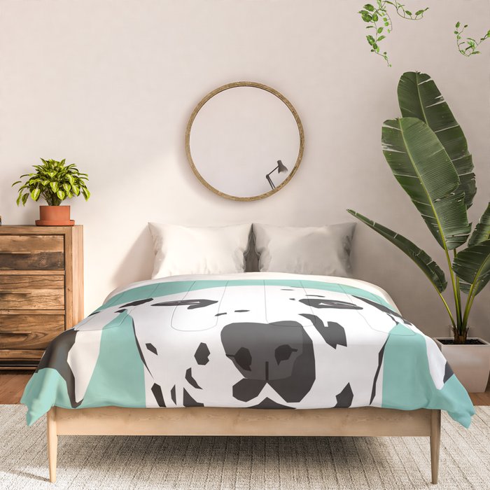 Dalmatian cute puppy dog black and white mint pastel gender neutral pet owner gifts love animals Comforter Gallery Image 3