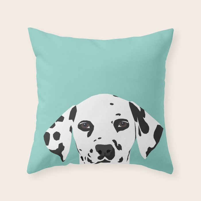 Dalmatian cute puppy dog black and white mint pastel gender neutral pet owner gifts love animals Throw Pillow Gallery Image 1