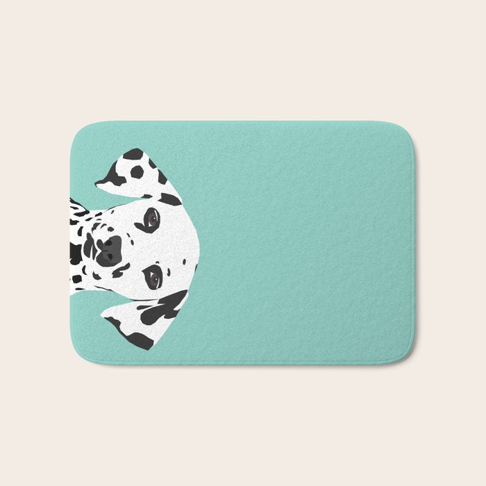 Dalmatian cute puppy dog black and white mint pastel gender neutral pet owner gifts love animals Bath Mat Gallery Image 1