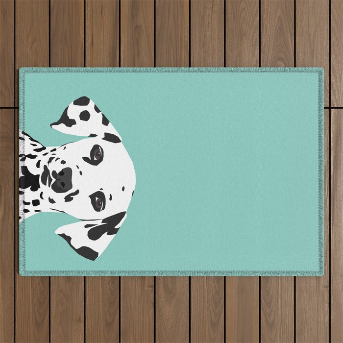 Dalmatian cute puppy dog black and white mint pastel gender neutral pet owner gifts love animals Outdoor Rug Gallery Image 1