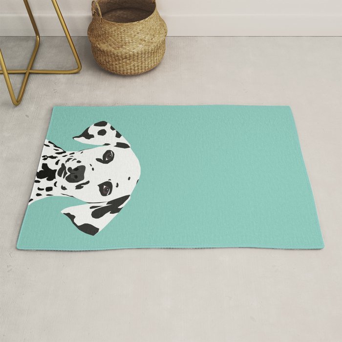 Dalmatian cute puppy dog black and white mint pastel gender neutral pet owner gifts love animals Rug Gallery Image 1