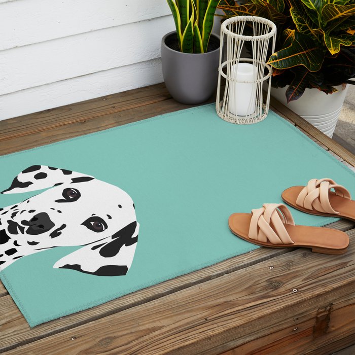 Dalmatian cute puppy dog black and white mint pastel gender neutral pet owner gifts love animals Outdoor Rug Gallery Image 2