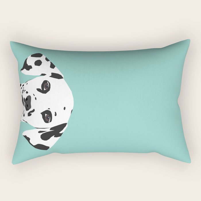Dalmatian cute puppy dog black and white mint pastel gender neutral pet owner gifts love animals Rectangular Pillow Gallery Image 1