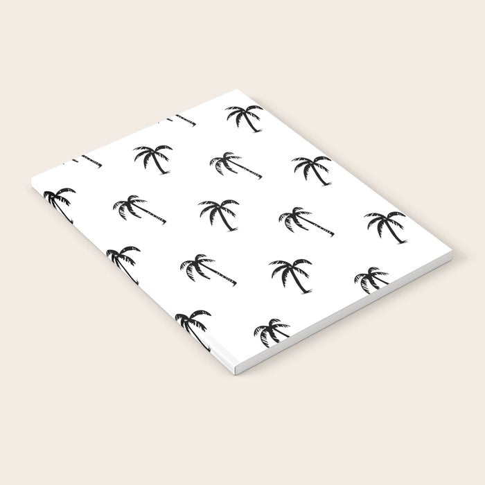 Black and white tropical palm tree pattern Notebook Gallery Image 1