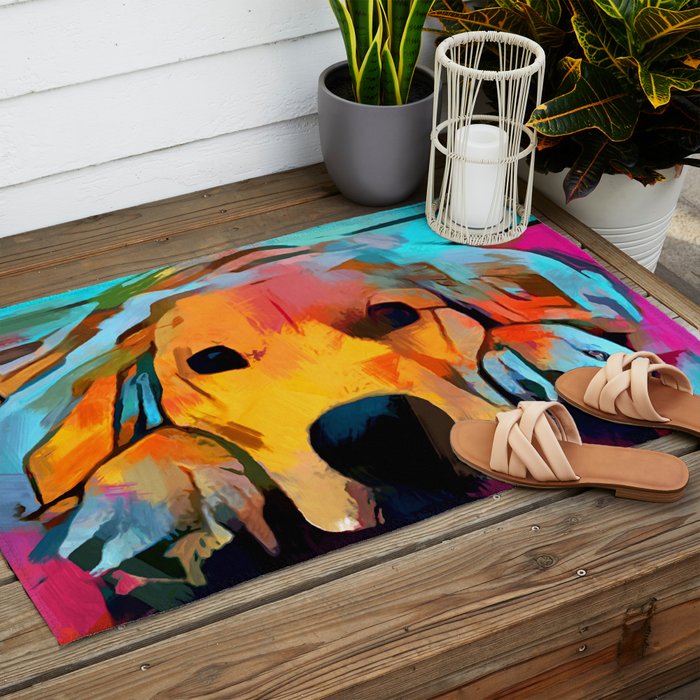 Golden Retriever 4 Outdoor Rug Gallery Image 2
