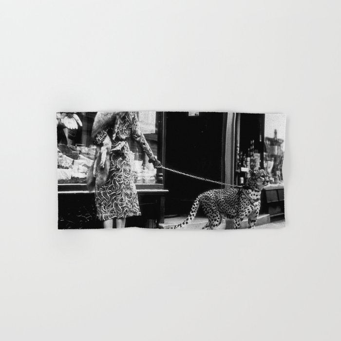 Woman Walking Pet Cheetah in London, 1939 Bath Towel Gallery Image 1