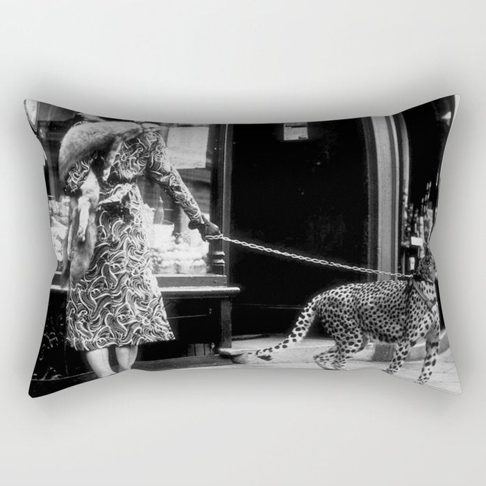 Woman Walking Pet Cheetah in London, 1939 Rectangular Pillow Gallery Image 2