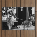 Woman Walking Pet Cheetah in London, 1939 Outdoor Rug Gallery Image 1