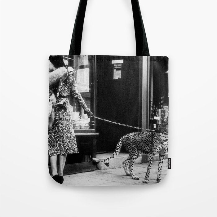 Woman Walking Pet Cheetah in London, 1939 Tote Bag Gallery Image 1