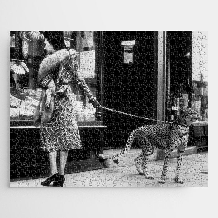 Woman Walking Pet Cheetah in London, 1939 Jigsaw Puzzle Gallery Image 1