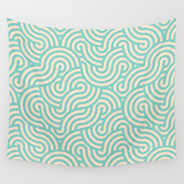 SWIRL Mint and Oat Wall Tapestry Gallery Image 4