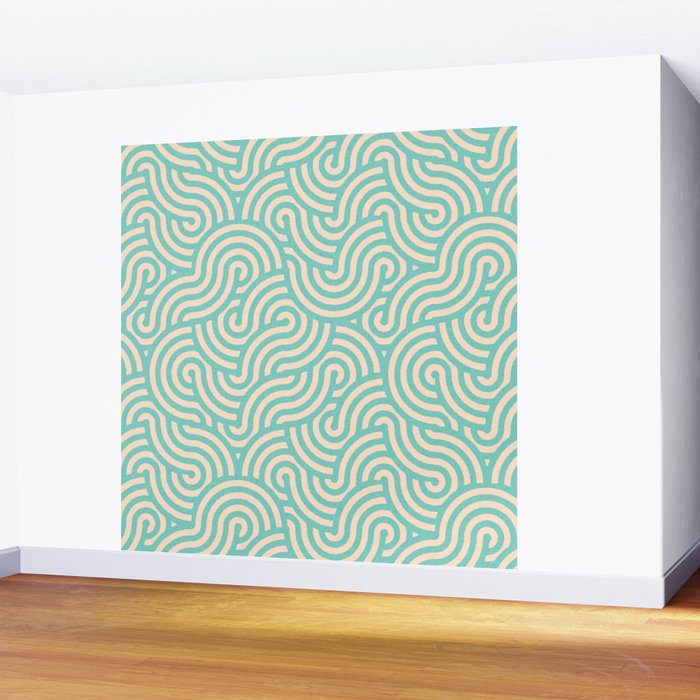 SWIRL Mint and Oat Wall Mural Gallery Image 2