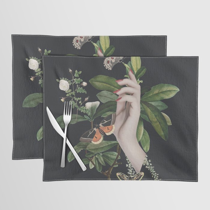 Minimal Collage/ Hand, Plants and Butterflies 7 Placemat Gallery Image 1