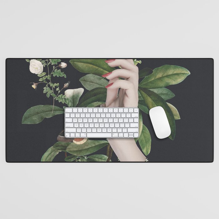 Minimal Collage/ Hand, Plants and Butterflies 7 Desk Mat Gallery Image 1