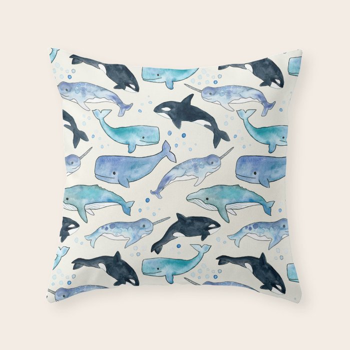 Whales, Orcas & Narwhals Throw Pillow Gallery Image 1