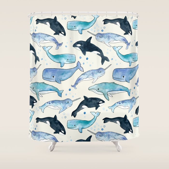 Whales, Orcas & Narwhals Shower Curtain Gallery Image 1