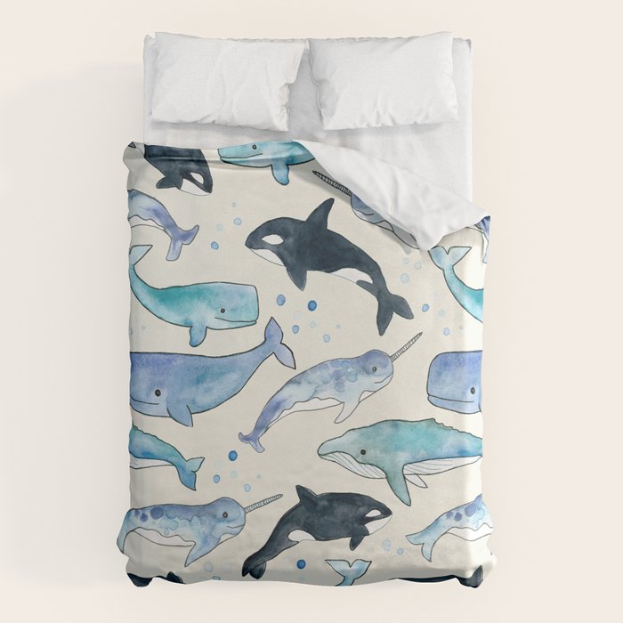 Whales, Orcas & Narwhals Duvet Cover Gallery Image 1