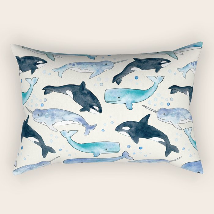 Whales, Orcas & Narwhals Rectangular Pillow Gallery Image 1