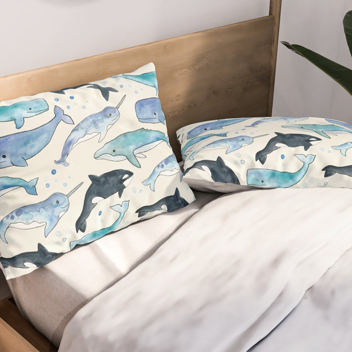 Whales, Orcas & Narwhals Pillow Sham Gallery Image 2