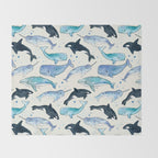 Whales, Orcas & Narwhals Throw Blanket Gallery Image 2