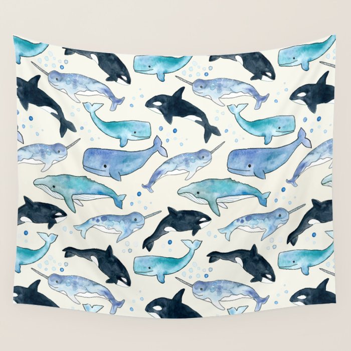 Whales, Orcas & Narwhals Wall Tapestry Gallery Image 1