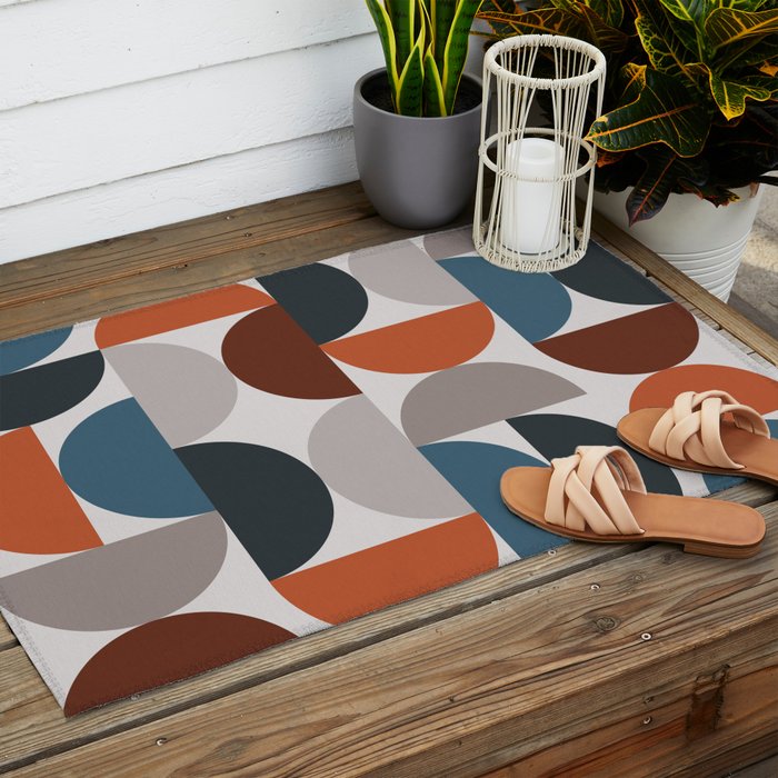 Mid Century Modern Geometric 25 Outdoor Rug Gallery Image 2