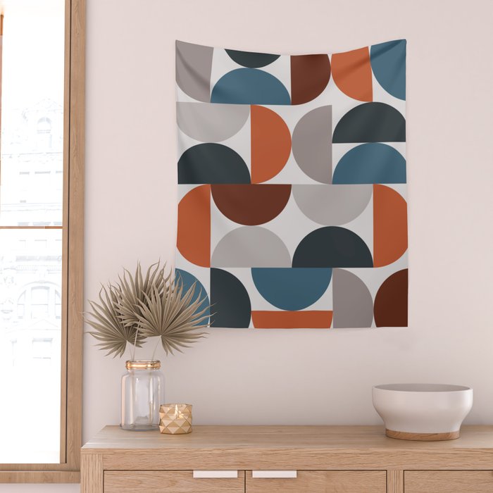Mid Century Modern Geometric 25 Wall Tapestry Gallery Image 2