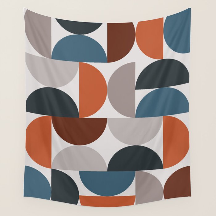 Mid Century Modern Geometric 25 Wall Tapestry Gallery Image 1