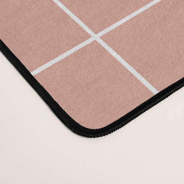Hand Drawn Grid Pattern Peach Pink Desk Mat Gallery Image 4