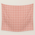 Hand Drawn Grid Pattern Peach Pink Wall Tapestry Gallery Image 4