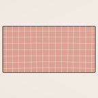 Hand Drawn Grid Pattern Peach Pink Desk Mat Gallery Image 3