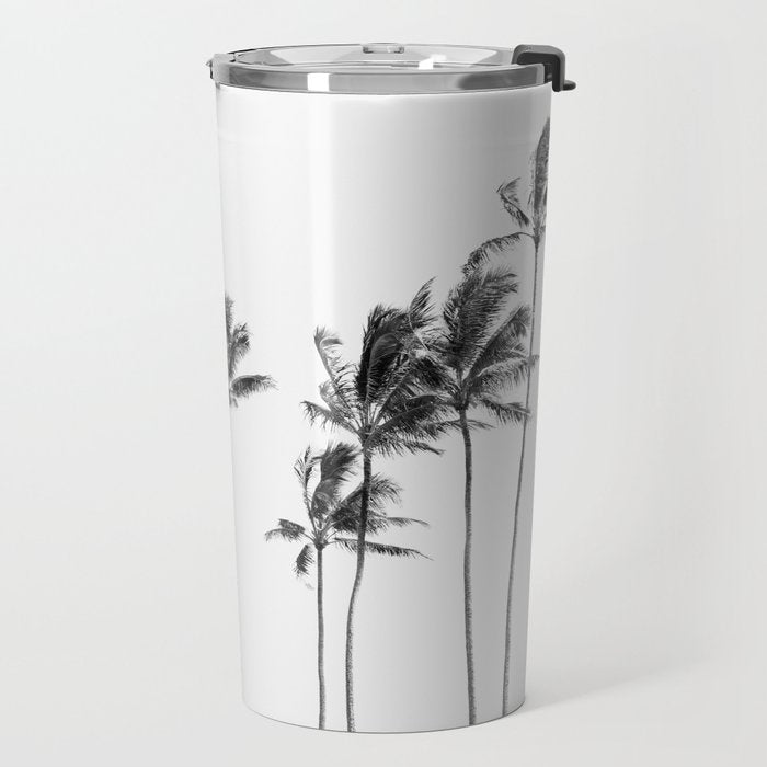 Hawaii Palm Trees - Black and White Photography Travel Mug Gallery Image 2