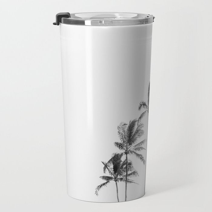Hawaii Palm Trees - Black and White Photography Travel Mug Gallery Image 3