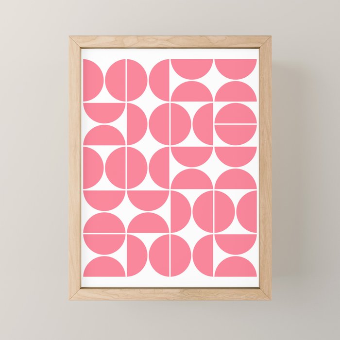 Mid Century Modern Geometric 04 Pink Mini Art Print Gallery Image 1
