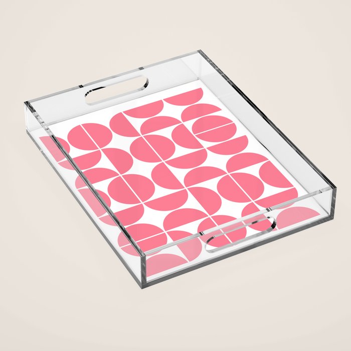 Mid Century Modern Geometric 04 Pink Acrylic Tray Gallery Image 1