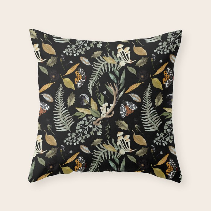 Moths Mystical Woodland D Throw Pillow Gallery Image 6