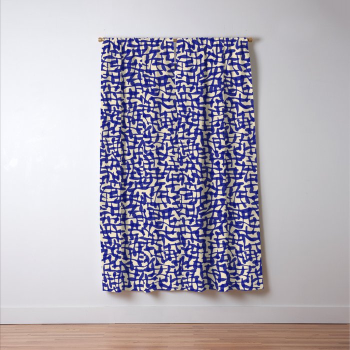 Playful strokes #4 / Blue on Beige Window Curtain Gallery Image 3