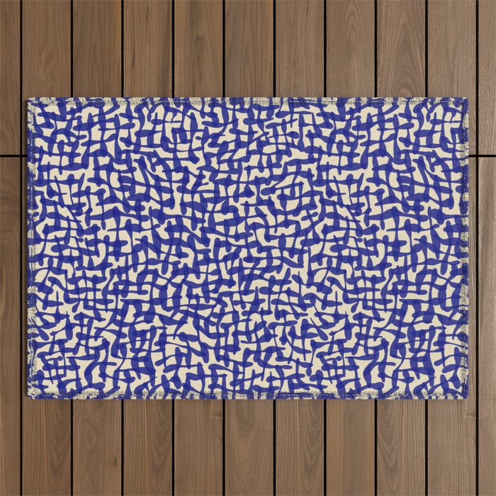 Playful strokes #4 / Blue on Beige Outdoor Rug Gallery Image 1