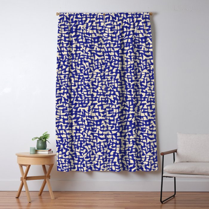 Playful strokes #4 / Blue on Beige Window Curtain Gallery Image 5
