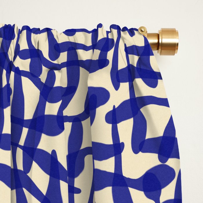 Playful strokes #4 / Blue on Beige Window Curtain Gallery Image 2
