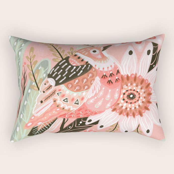 Little Pink Bird Rectangular Pillow Gallery Image 1