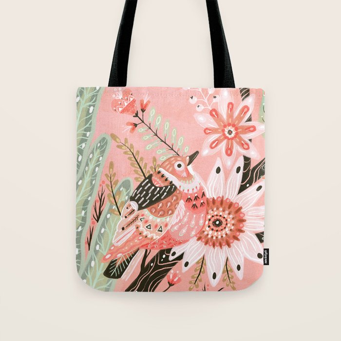 Little Pink Bird Tote Bag Gallery Image 1
