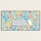 Coastal Oysters on the Beach in Seafoam Green Desk Mat Gallery Image 1
