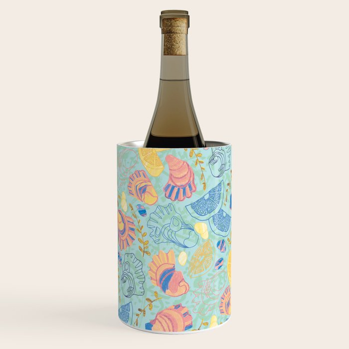 Coastal Oysters on the Beach in Seafoam Green Wine Chiller Gallery Image 1