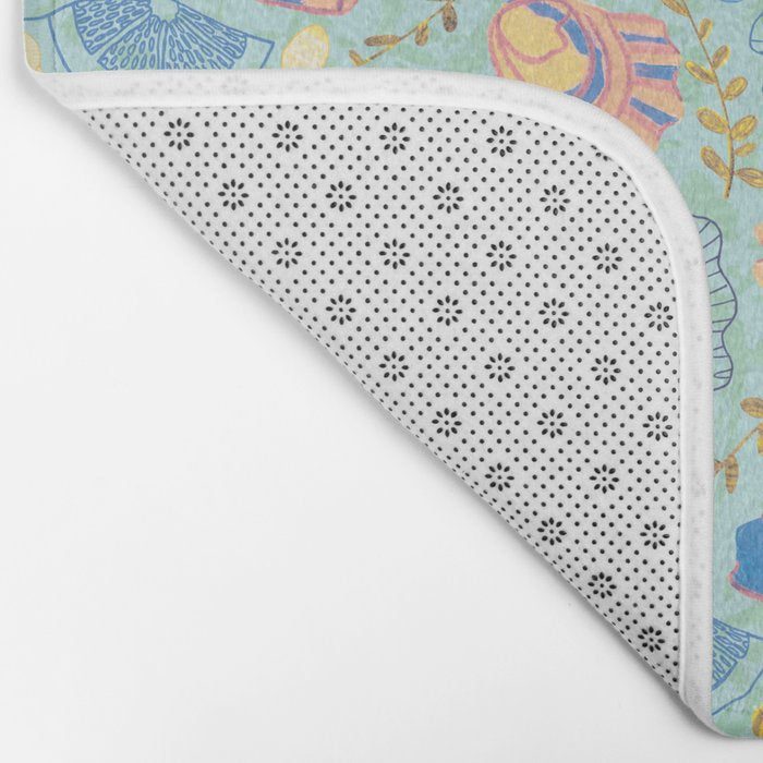 Coastal Oysters on the Beach in Seafoam Green Bath Mat Gallery Image 2