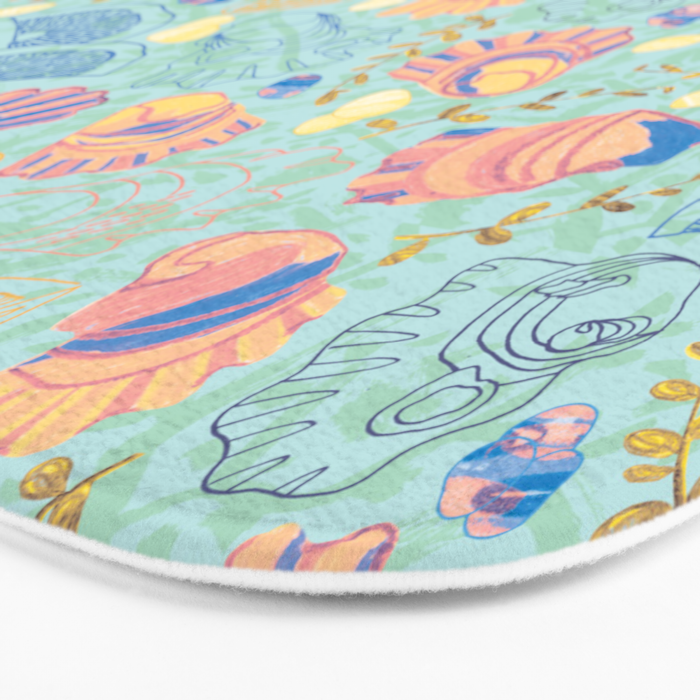 Coastal Oysters on the Beach in Seafoam Green Bath Mat Gallery Image 3